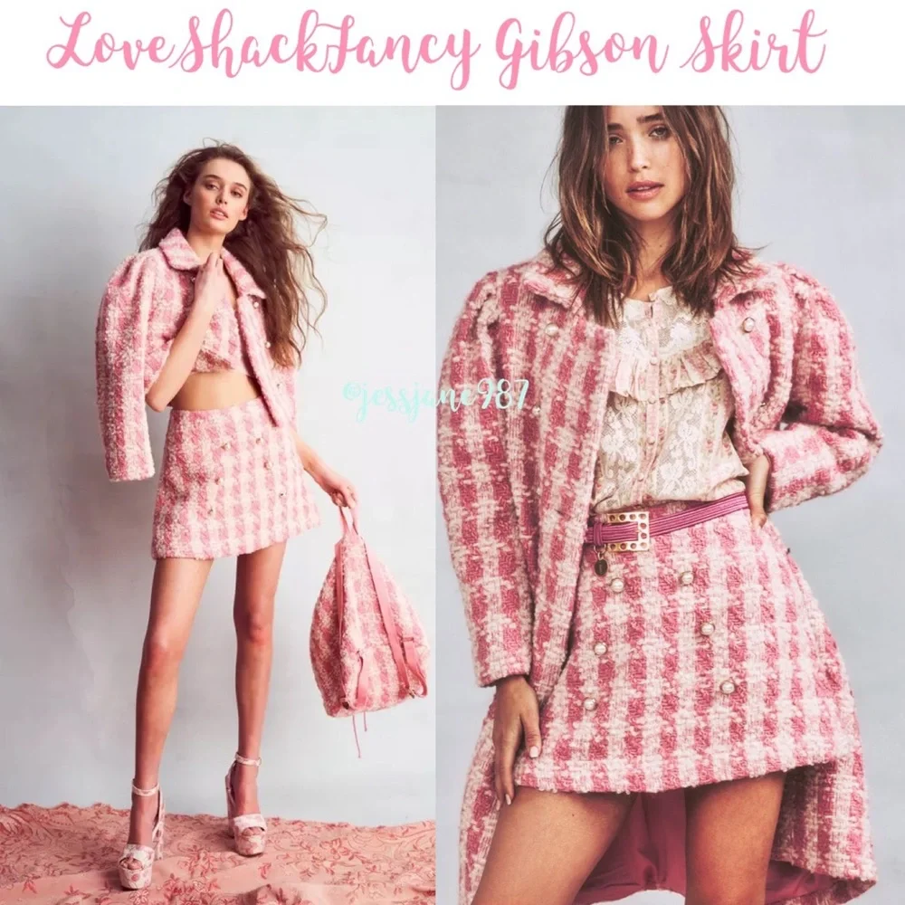LoveShackFancy Pink Gibson Skirt - Picture 1 of 5